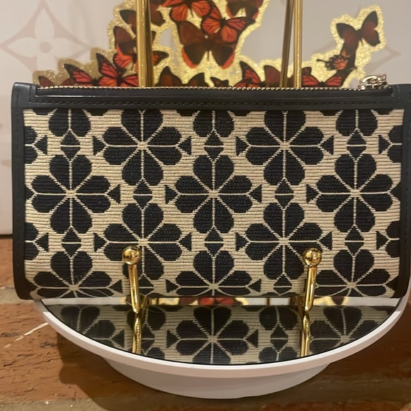 Kate Spade Flower Jacquard Wallet Blue Multi - slim - Picture 5 of 9